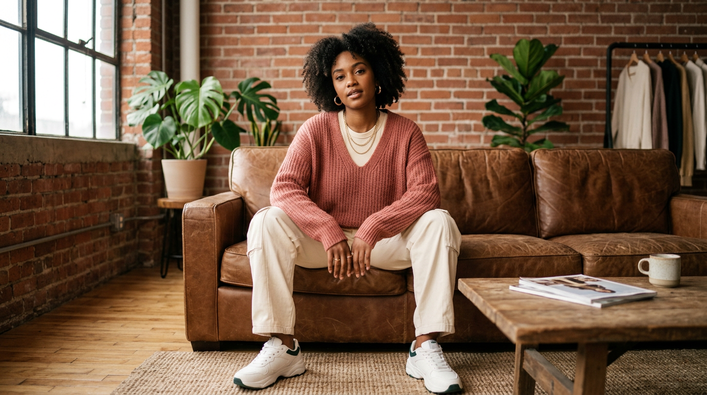 Fashion model at a clothing brand campaign and lookbook shoot in NJ or NY